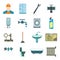 Sanitary engineering flat icons