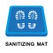 Sanitary mat. Disinfection mat icon. Disinfectant for shoes or foot baths with antiseptic solution. On a white background. The