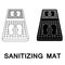 Sanitary mat. Disinfection mat icon. Disinfectant for shoes or foot baths with antiseptic solution. On a white background. The