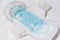 Sanitary napkin or feminine sanitary pad with blue water testing for Absorb water  - Female hygiene means women Period Product