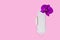 Daily sanitary pad for every day, tampon for critical, menstruation with flower orchid on pink background.