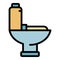 Sanitary toilet icon color outline vector