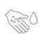 Sanitation, hand washing line icon.