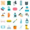 Sanitation icons set, flat style