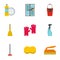 Sanitation icons set, flat style