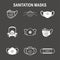 Sanitation and protection facemask ppe icon set w respiratory face masks