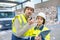 Sanitation workers working in recycling plant