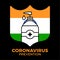 Sanitizer India coronavirus prevention. India flag with corona virus Symbol, covid 2019, vector illustration