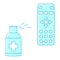 Sanitizing of TV remote. Remote disinfection. Disinfection of TV clicker using medical sanitizer. Sanitizing home items of daily