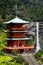 Sanjudo Pagoda and Nachi Falls in Japan