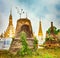 Sankar pagoda. Stupa on the foreground. Shan state. Myanmar. Pan