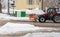 Sankt Gallen, Switzerland - January 15, 2021: Snow plow have a lot to do