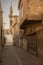 Sanliurfa old city, Turkey, typical narrow street, white stone buildings