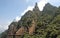 Sanqingshan Mountain in Jiangxi Province, China. Rocky outcrops and forested slopes on Mount Sanqing.