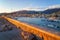 Sanremo or San Remo, Italian Riviera, Liguria, Italy. Sunset seascape, city and seafront view, outdoor travel background