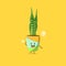 Sansevieria plant character feeling dizzy isolated on yellow background. Sansevieria plant character emoticon illustration