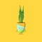 Sansevieria plant character gets bored isolated on yellow background. Sansevieria plant character emoticon illustration