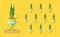 Sansevieria plant character set 1 isolated on yellow background. Sansevieria plant character emoticon illustration