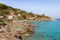 Sant Andrea, Elba Island, Italy - 04 June 2022 Tourists enjoying white sandy beach perfect for snorkeling and relaxation at Sant A