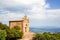 Sant Joan chapel in the mountains of Montserrat Monastery, Catalonia, Barcelona, Spain Sunny day, blue sky