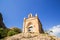 Sant Joan chapel in the mountains of Montserrat Monastery, Catalonia, Barcelona, Spain Sunny day, blue sky