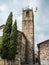 Sant Salvador Church in Castellfolit de la Roca with the independentist Catalan flag