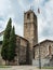 Sant Salvador Church in Castellfolit de la Roca with the independentist Catalan flag