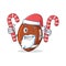 Santa American football character cartoon with candy