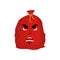 Santa bag angry emotion. Red Christmas sack with gift Emoji. sac