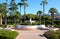 SANTA BARBARA, CALIFORNIA - APRIL 12, 2019: Courtyard at the Hilton Santa Barbara Beachfront Resort