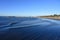 Santa Barbara Harbor and beach on clear cloudless day at sunrise.