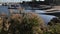 Santa Barbara harbour boat launch area viewed from boardwalk 4K