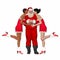 Santa being kissed by lady friends