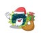 Santa beta coronavirus Cartoon character design with box of gift