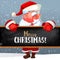 Santa with blackboard and greetings