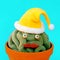 Santa cactus with hipster mustache. Tropical christmas concept