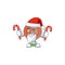 Santa with candy bronze coin cartoon character mascot style.