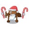 Santa with candy concrete mixer mascot cartoon