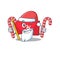 Santa with candy flag isle of man with cartoon