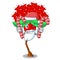 Santa with candy flower ixora isolated with the mascot