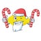 Santa with candy folding fan isolated with the cartoon