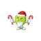 Santa with candy granny smith apple character for health mascot