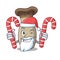 Santa with candy king trumpet mushroom mascot cartoon