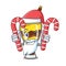 Santa with candy mangonada fruit mascot cartoon