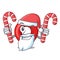 Santa with candy map marker navigation pin mascot cartoon