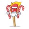 Santa with candy match stick mascot cartoon