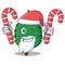 Santa with candy mint leaves mascot cartoon