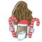 Santa with candy morel mushroom mascot cartoon