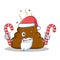 Santa with candy Poop emoticon character cartoon