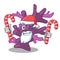 Santa with candy purple coral reef the shape mascot